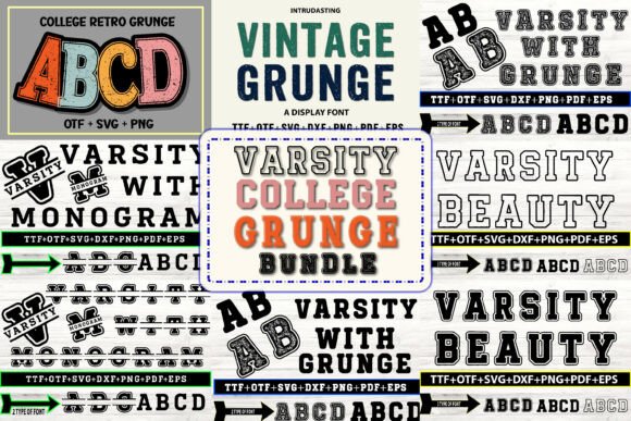 Varsity College Grunge Bundle: A Display Font for Small Business Branding